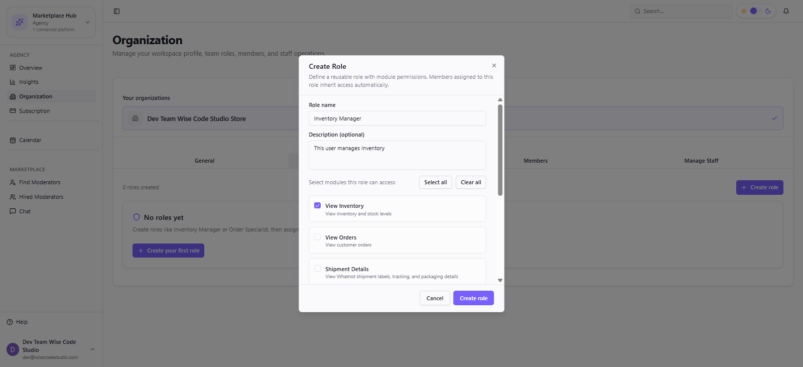 Create staff roles